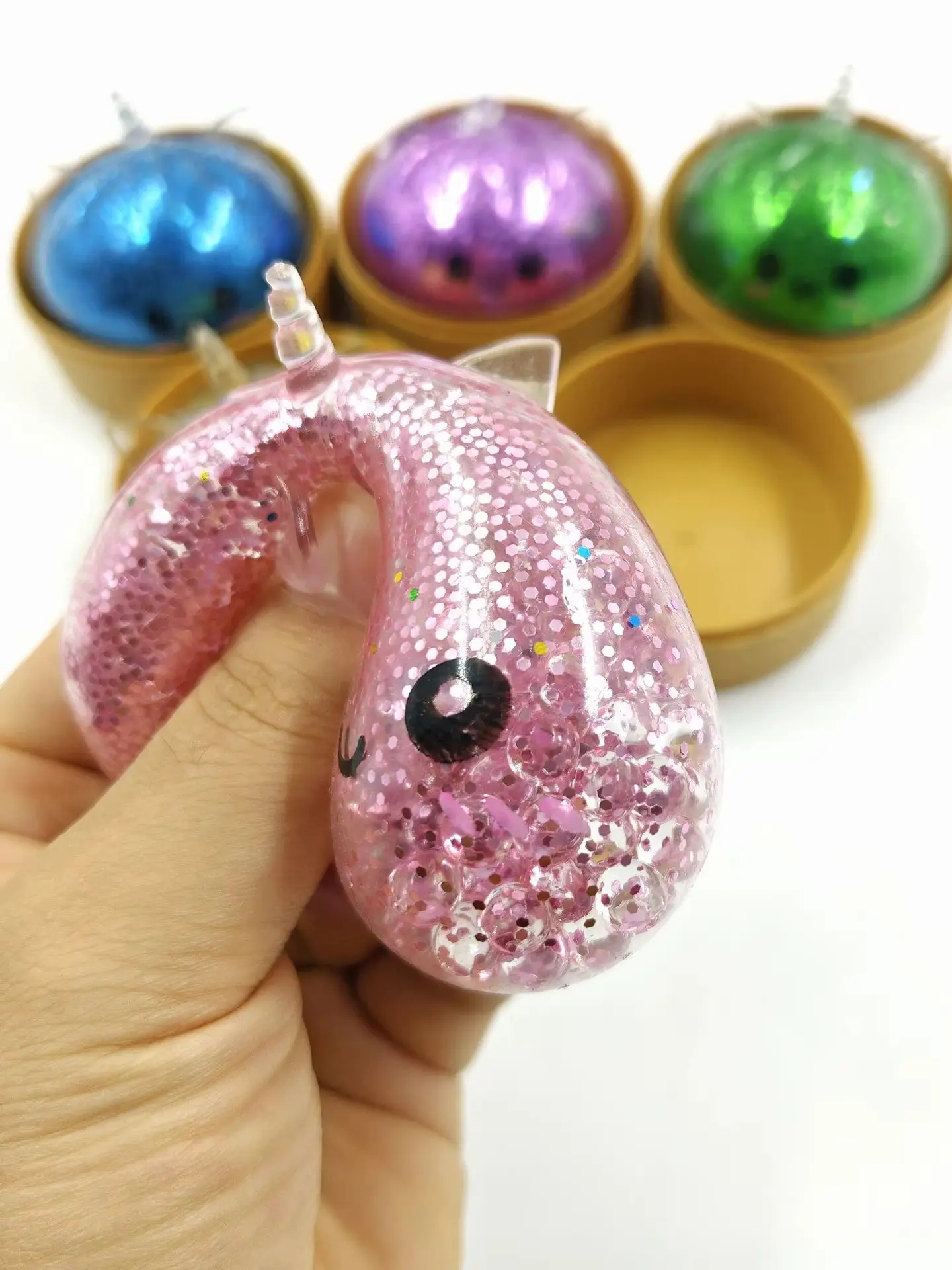 Weicher Glitzer-Dumpling Squishy Blind Box TPR Dampfgarer Fidget-Spielzeug Sensorischer Quetschball Stressabbau Partygeschenk für Halloween