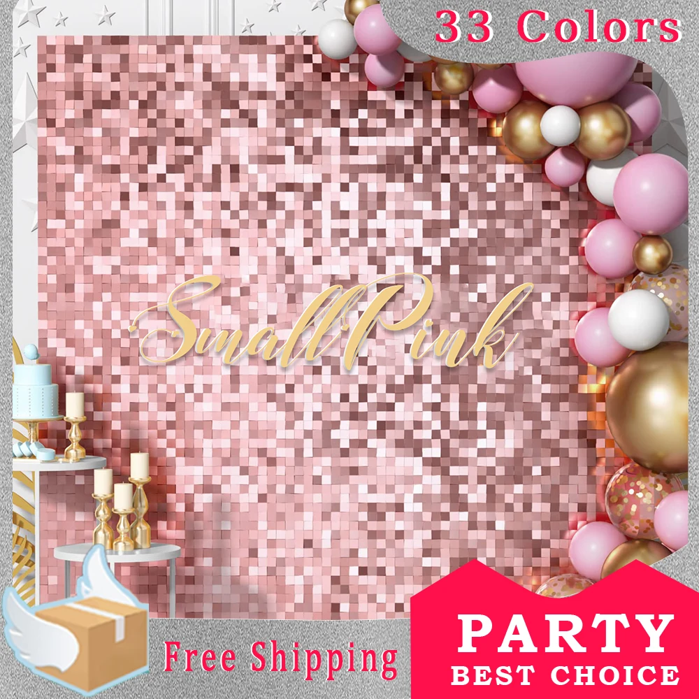 

SmallPink 6-18Pcs Advance Colorful Shimmer Wall Backdrop Decorations Panel For Wedding Birthday Anniversary Party Decorations