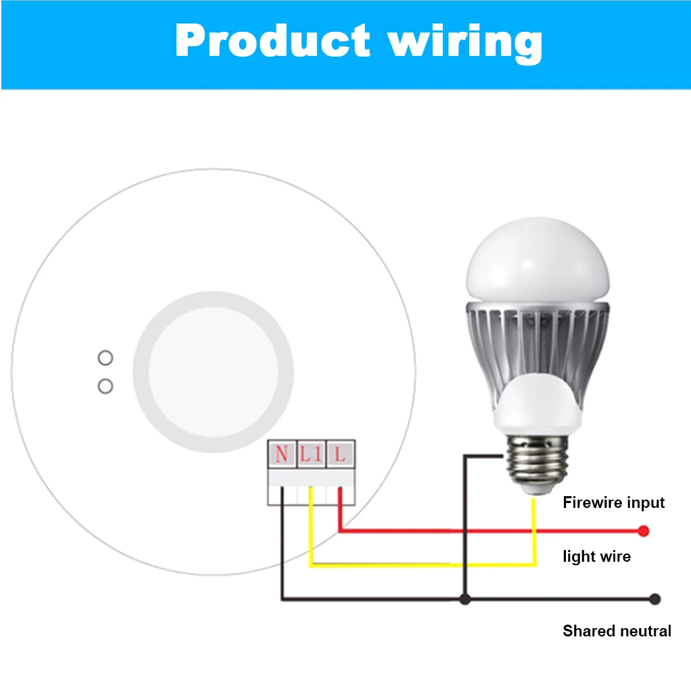 5.8G Motion Sensor Switch Microwave Radar Wireless Body Movement Adjustable Detector AC85-250V Sensor Switch