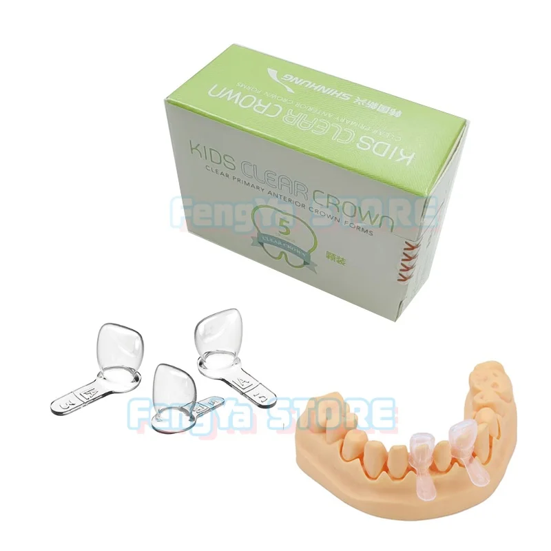 5Pcs/Box SHINHUNG Kids Clear Primary Anterior Crown Dental Kids Anterior Transparent Preformed Deciduous Crowns Form-pedo