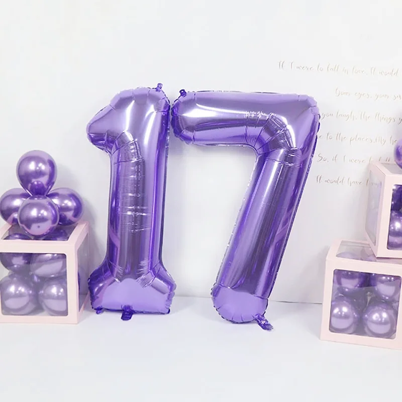 32 Zoll lila digitale Folienballon Nummer 0 1 2 3 4 5 6 7 8 9 Luftballons Babyparty Geburtstagsfeier Hochzeit Dekoration Lieferungen – Detail 2