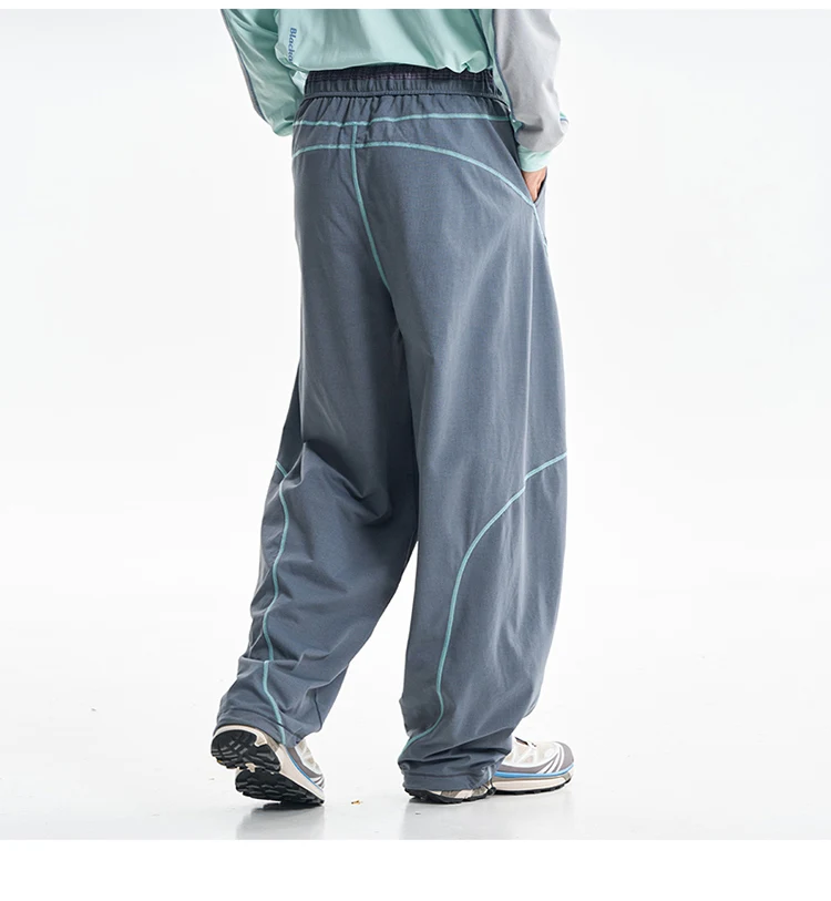 Lightweight Breathable Unisex Quick Dry Pants Contrast Stitch Wear Resistant Multi Color Adjustable Cuff Hiking Casual Trousers