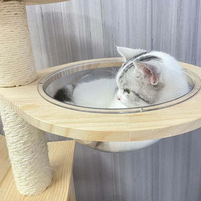 Creative Solid Wood Cat Nest Cat Climbing Frame Multi-functional Space Capsule Cat Villa Multi-layer Jumping Platform Pet Toy