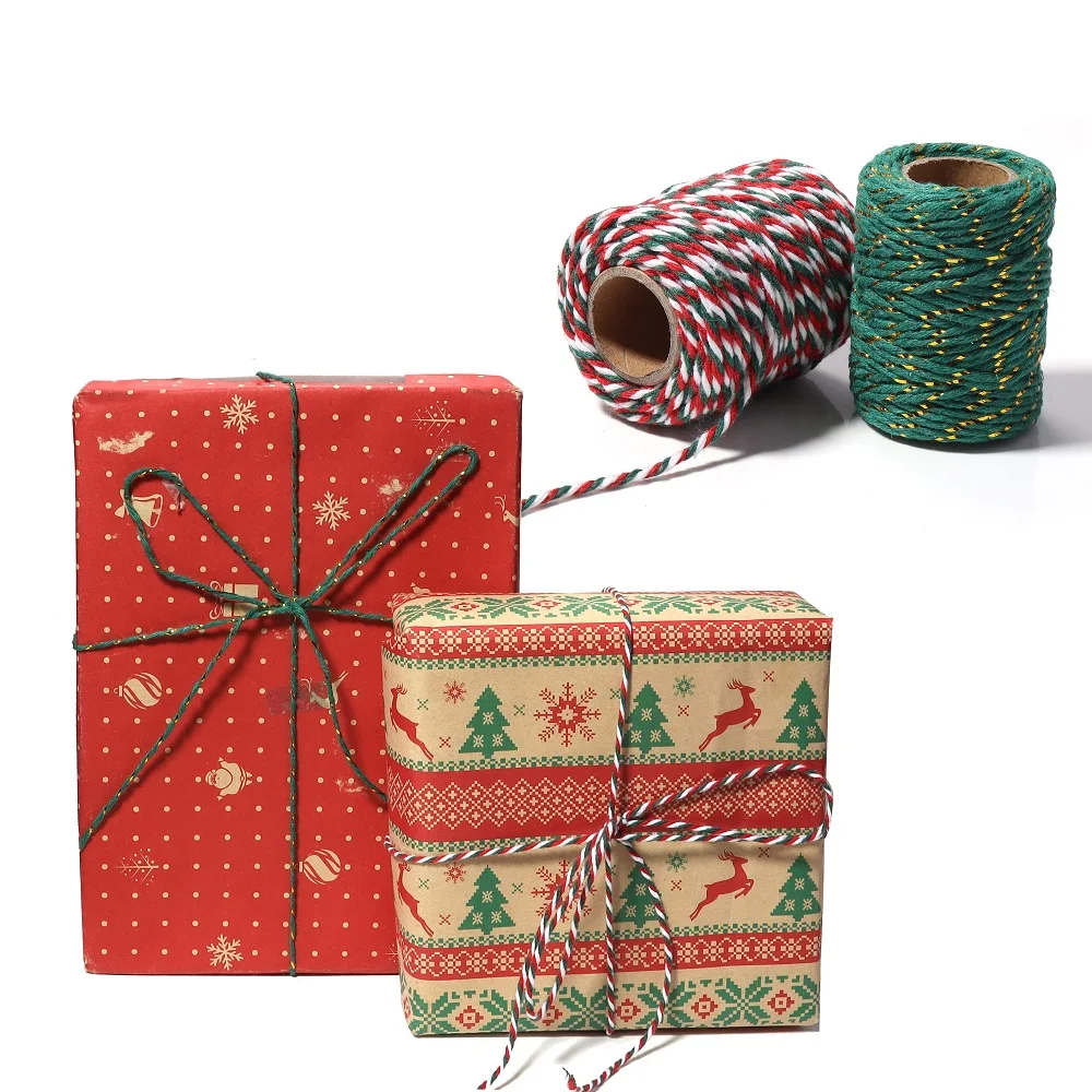 2 مللي متر × 20 متر حبل مضفر عيد الميلاد الموضوع الذهبي الحرير سلسلة حبل لصنع هدية الكريسماس التعبئة والتغليف DIY بها بنفسك الطرف الديكور #4