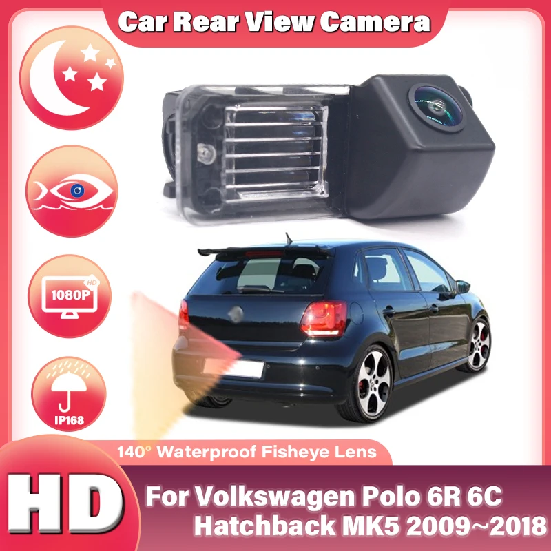 

1080x720PBackup камера заднего вида для Volkswagen для VW Polo 6R 6C хэтчбек MK5 2009 ~ 2018 камера номерного знака CCD HD широкоугольная