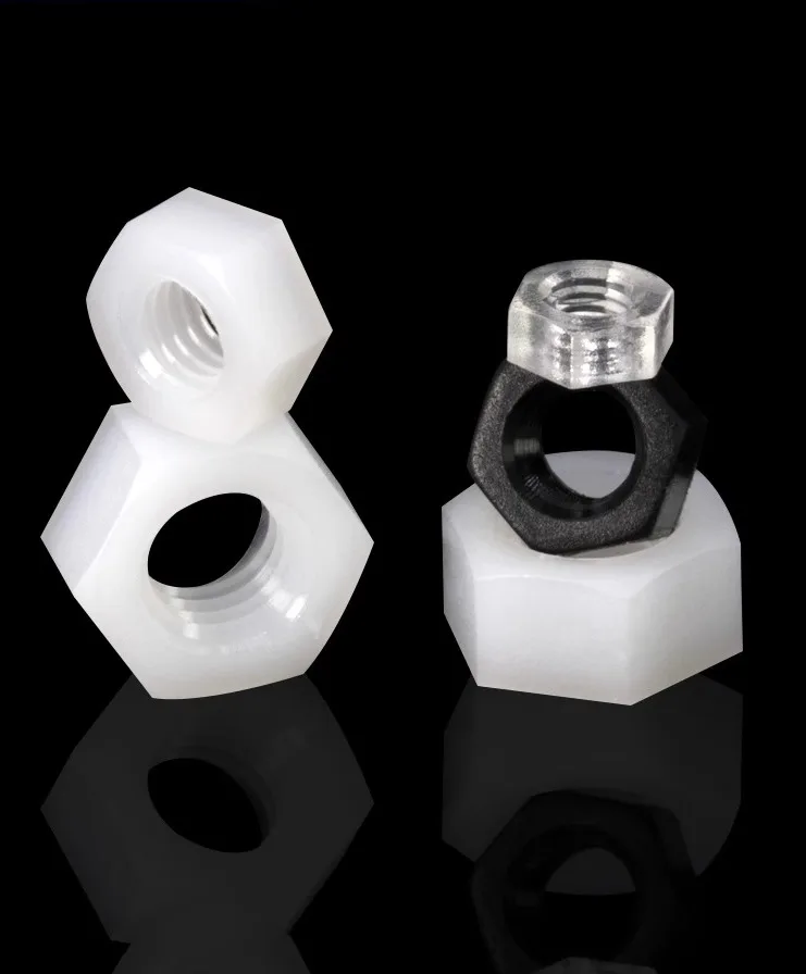 1000pcs/lot Plastic Nut Nylon Hexagonal Plastic Screw Cap Black Thread Nut M2 M2.5 M3 M4 M5 M6 M8 M10 M12