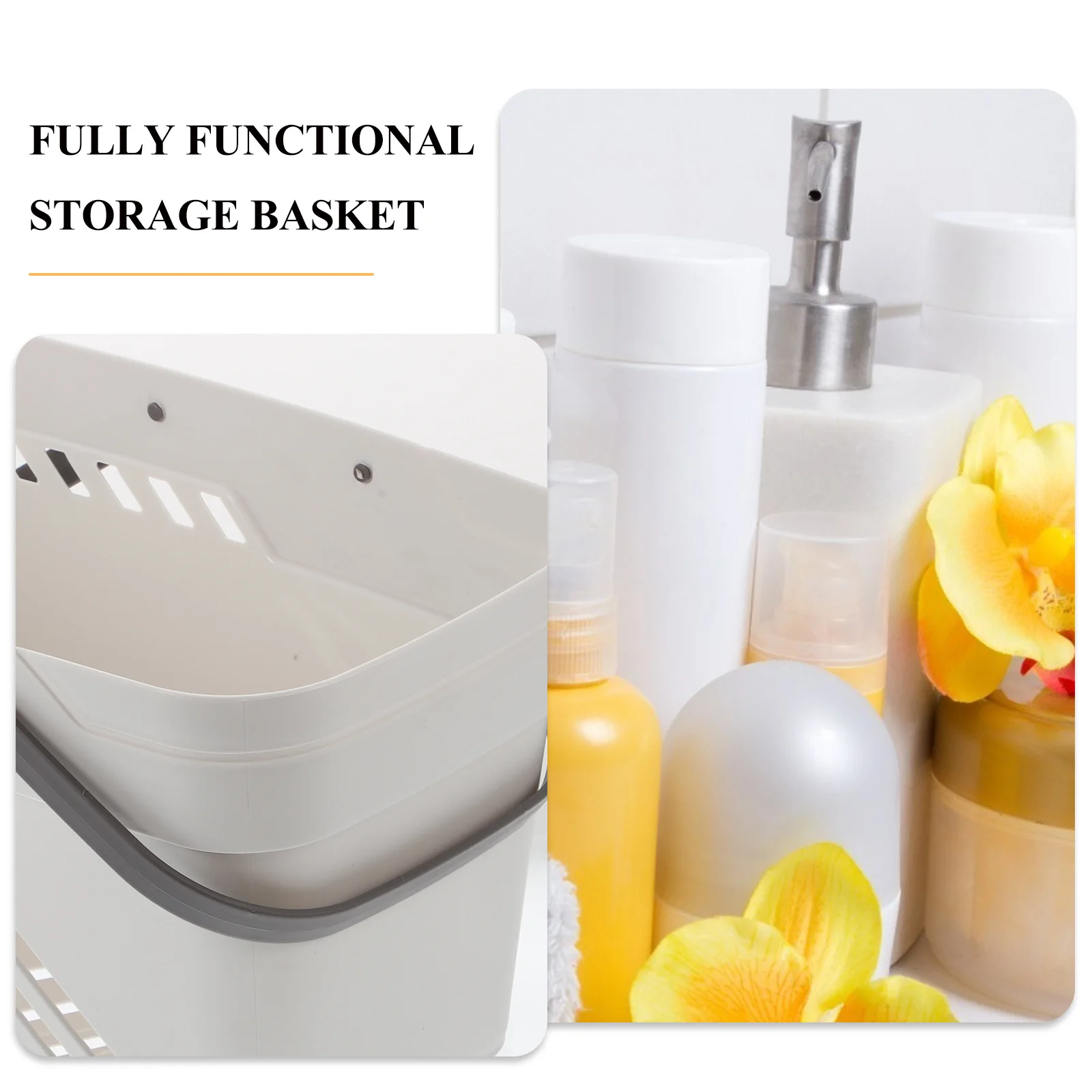 

1Pcs Portable Bathroom Storage Basket Hollow-Out Plastic Rectangular Organizing Basket Handle Large Capacity Home Shower
