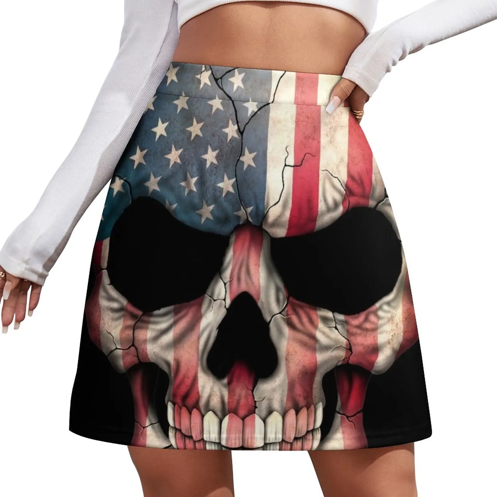 

American Flag Skull Mini Skirt kawaii skirt Clothes for summer