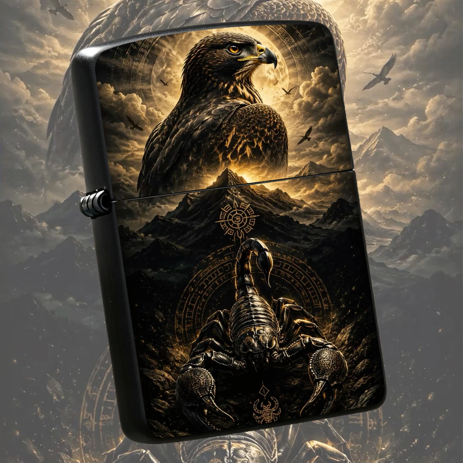 Mythic Golden Scorpion Themed Portable Lighter, Atmospheric Vintage Aesthetic Art Piece, Ideal For Daily Commute, Outdoor Camping, Casual Gatherings, Exquisite Crafted Decorative Accessory, Unique Stylish Gift Choice For All Occasions A Hum