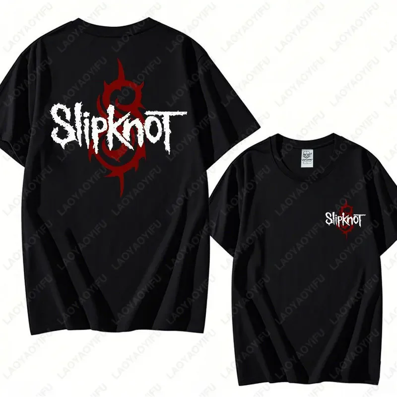 جولة الجحيم تي شيرت المعادن الثقيلة ملابس علوية من القطن رجل روك باند المحملة الرجال Slipknots مزدوجة الوجهين طباعة ملابس النساء الملابس #3