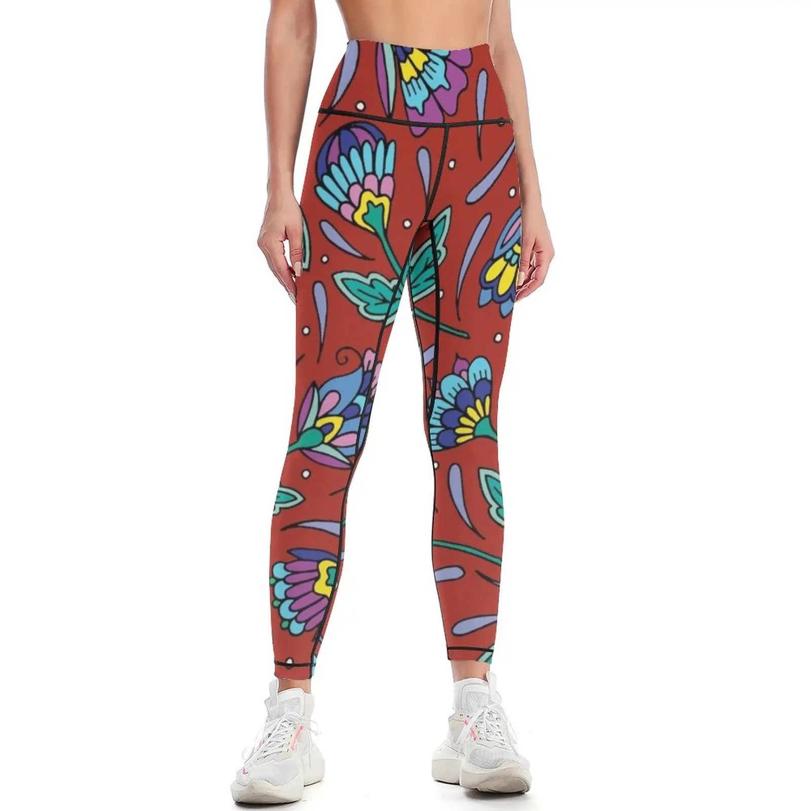 

Red Botanicals || Flowers || Garden || Nature Leggings gym's sportswear Women's push up Women's pants Womens Leggings