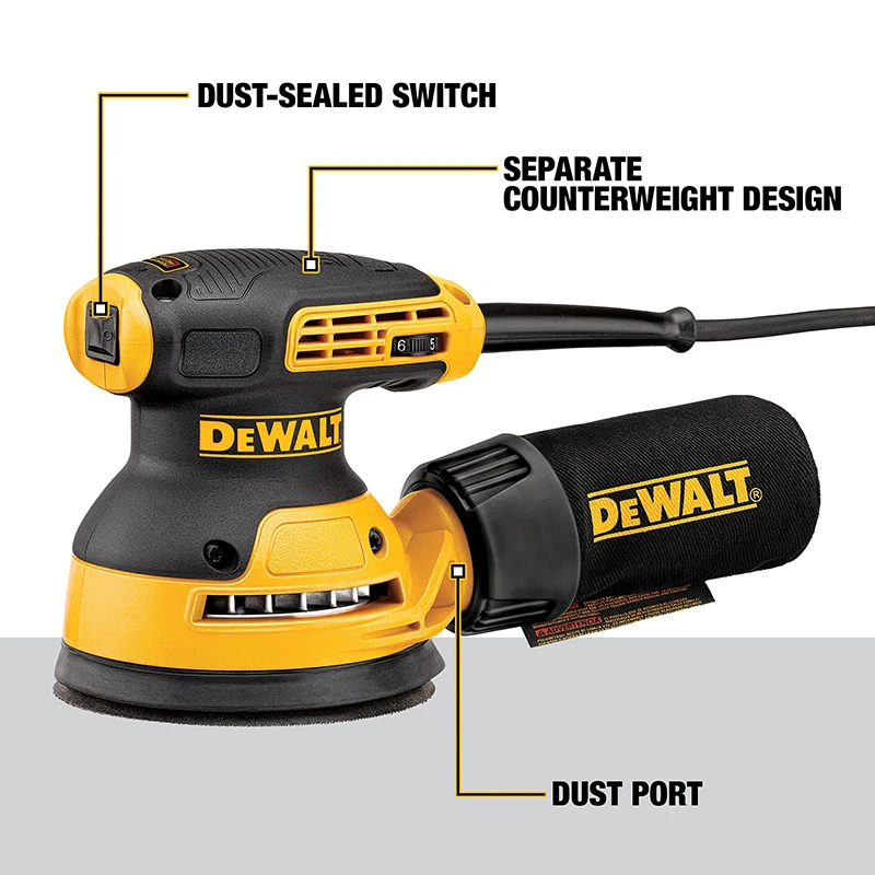 Dewalt DWE6423 280W Classic Random Orbit Sander Variable Speed 5-Inch With Dust Collection For Wood Working 220V