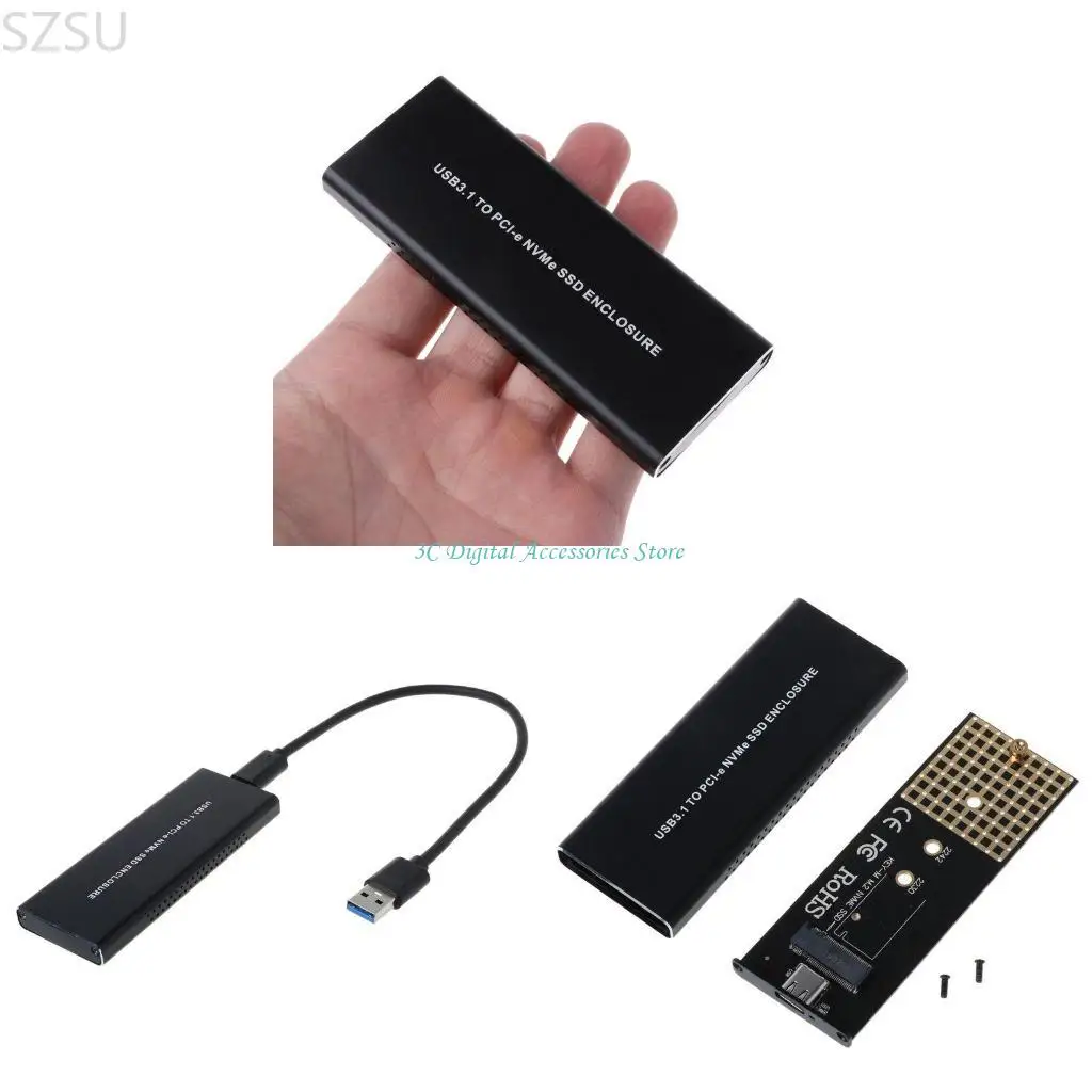 

SZSU M.2 NVME SSD to USB 3.1 Case NVMe Box Type-C Cable NVMe SSD Enclosure Case