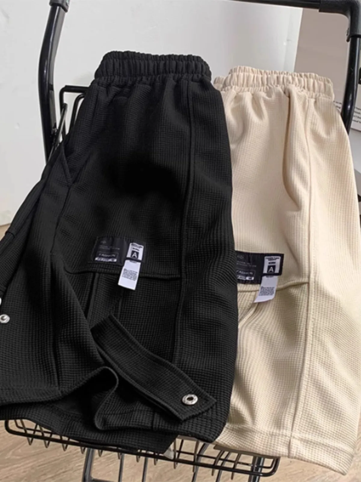 

Летние тонкие спортивные брюки-карго большого размера (до колена) из ткани «ёлочка» для мужчин: модные, свободные, повседневные, прямого кроя