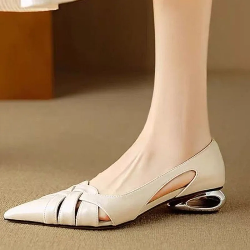 Summer Women  Fashion Unique Pointed Toe Sandals Attractive High Heel Dress Banquet Shoes