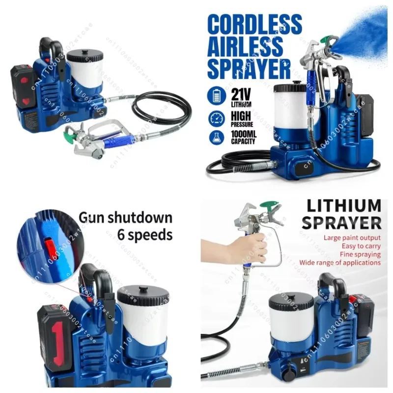 Cordless Airless Paint Sprayer for Home Wall Painting, 21V Battery Portable Spray Gun
