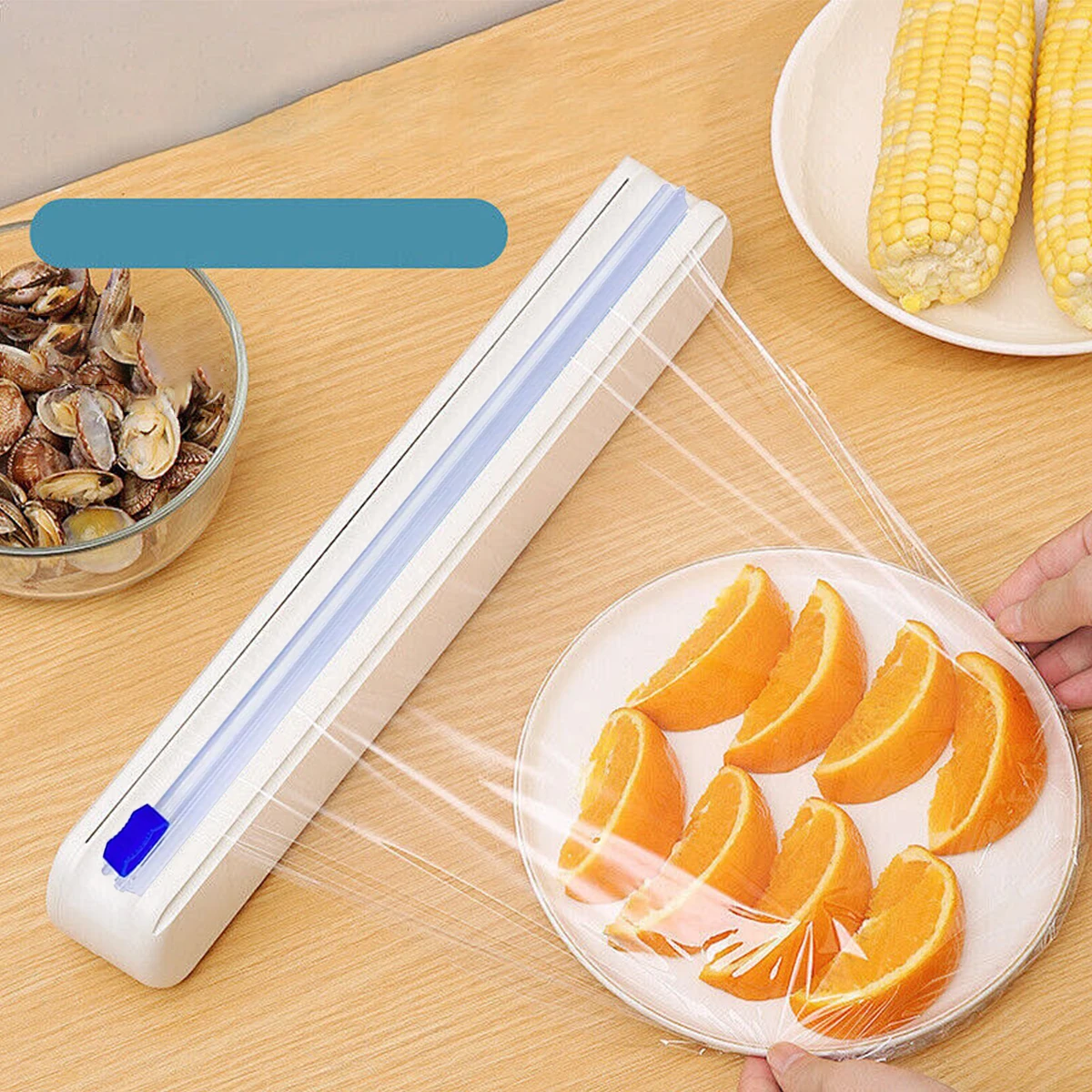 

6Pcs New Reusable Food Wrap Cling Film Cutter Plastic Wrap Dispenser with Slide Cutter Smoothly Cutting Home Kitchen Tool