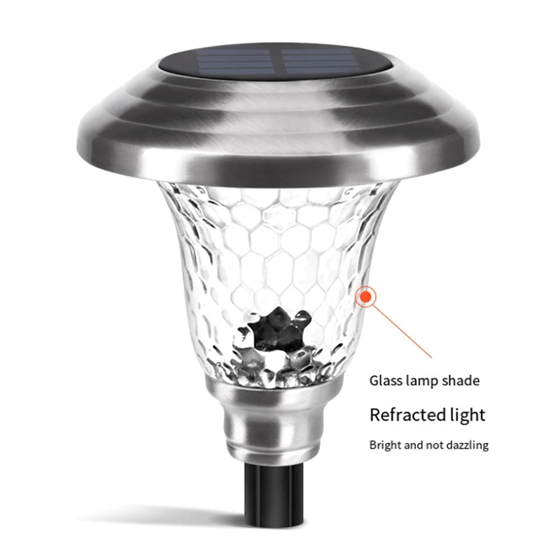 Luci solari per percorsi da 6 pezzi Luci esterne in vetro per esterni in acciaio inossidabile, luci solari impermeabili a LED da 10 lumen per il giardino durevole