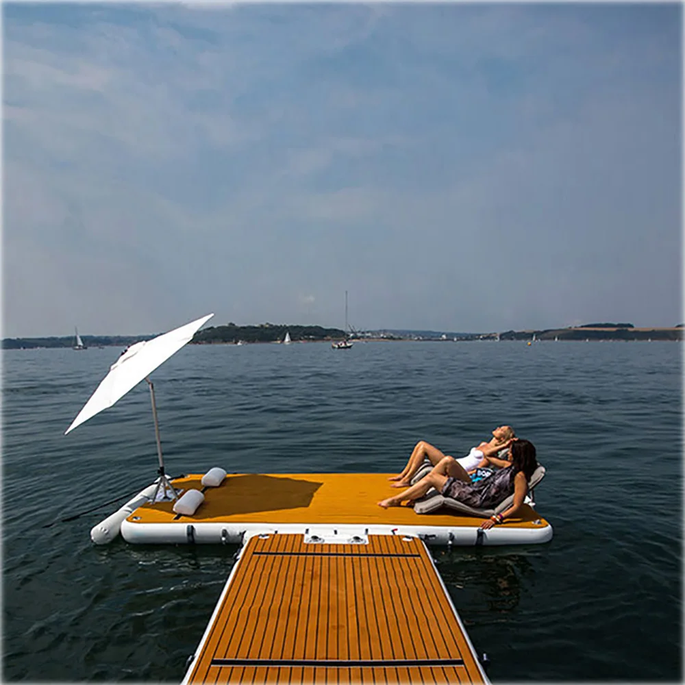 Inflatable Water Mats Floating Teak Platform With Ladder Float Island Manufacture