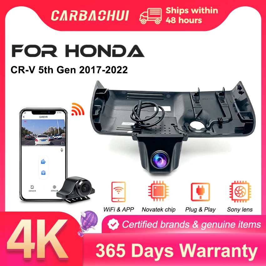 Dash Camera For Honda CR-V CRV CR V 5 5th Gen 2017 2018 2019 2020 2021 2022, Plug and Play 4K OEM Car Video Recorder WIFI APP