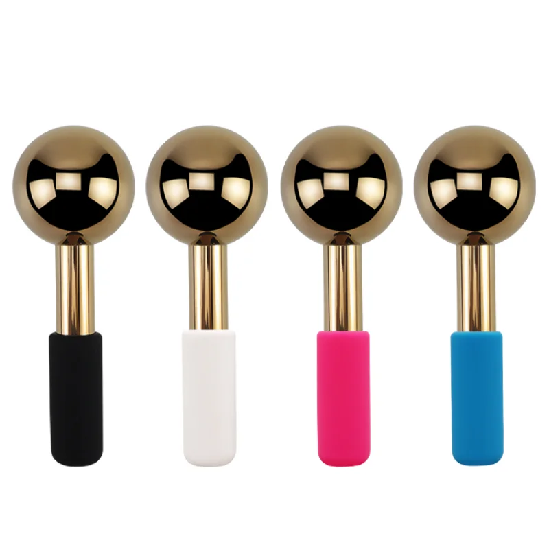 Hot Selling Skin Ice Globes Rose Gold Cooling Facial Ice Globes Beauty Roller Stainless Steel Magic Metal Cold Therapy Hand Held