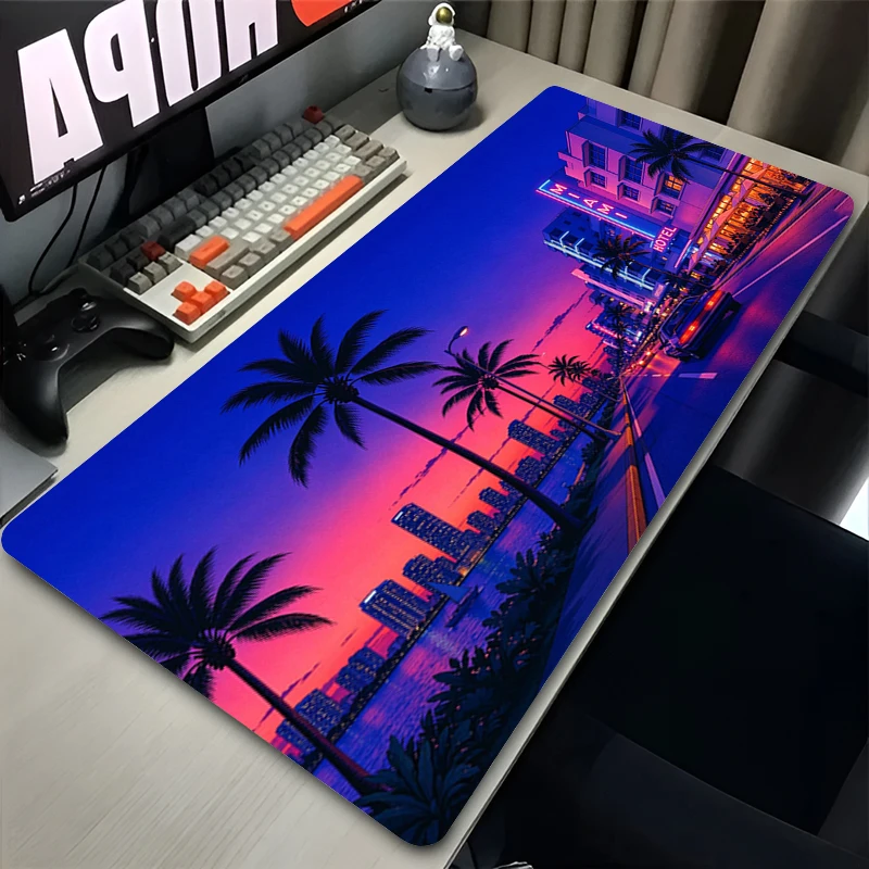 Office Mouse Pad Colorful Gaming Desk Mat Anime Mouse Mat Keyboard Pad Gamer Rug Neon Urban Night Scene Mousepad Home Table Pad