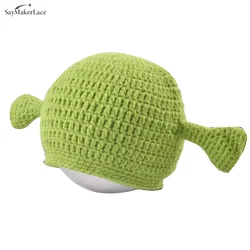 1pcs Fashion Unisex Balaclava Monster Shrek Wool Winter Knitted Hats Green Party Funny Cap