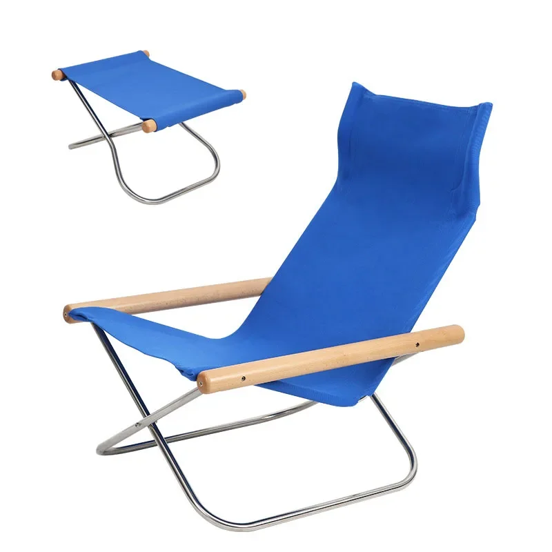 Japanese Simple Canvas Sofa Chaise Longue Japanese Balcony Household Lazy Outdoor Leisure Beach Chair Folding Chair