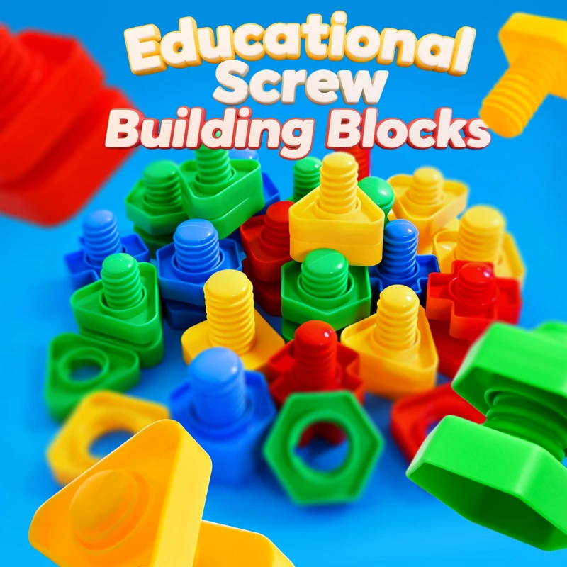 10/20 Pairs Screw Building Blocks Plastic Insert Blocks Nut Shape Toys for Children Shape Matching Montessori Educational Toys