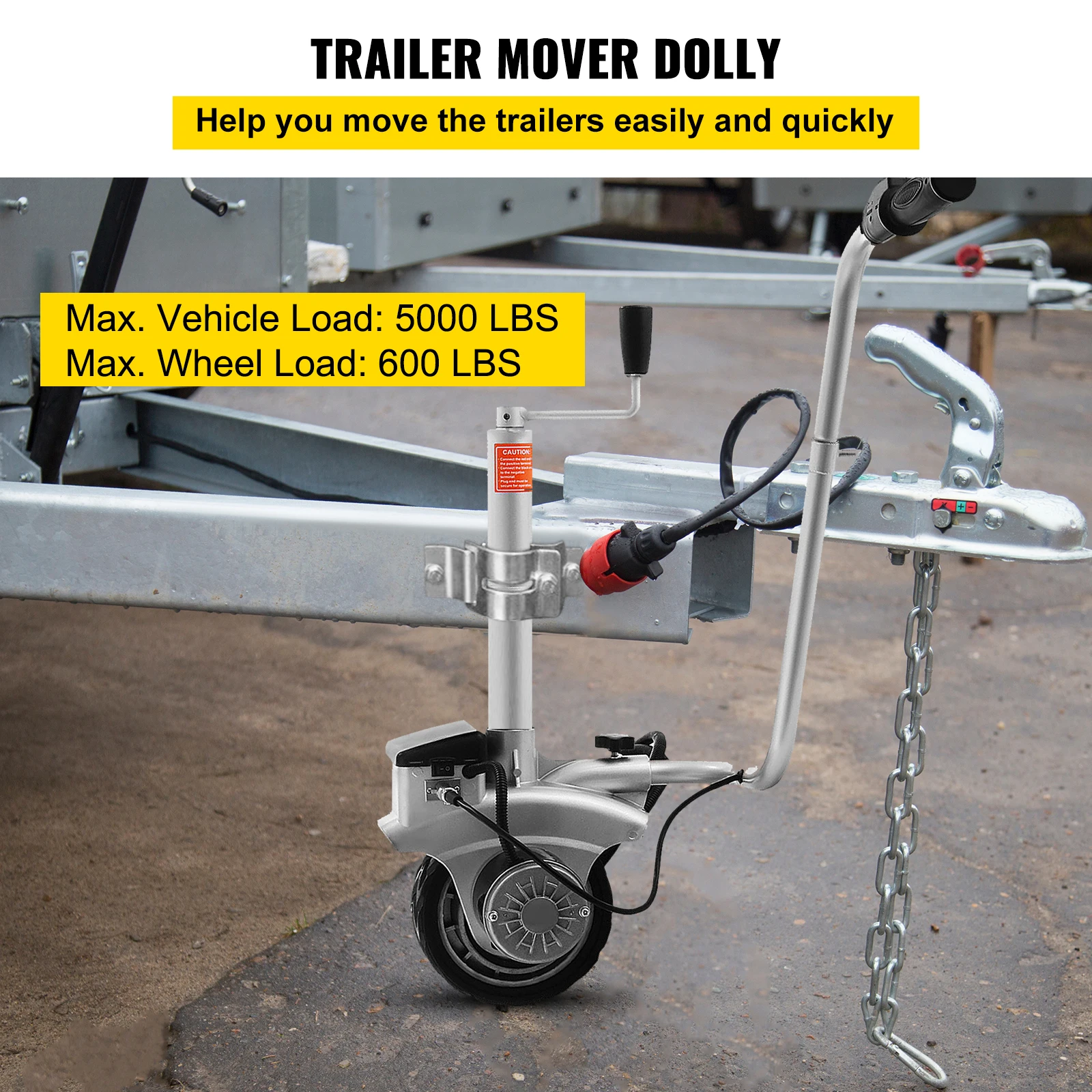 VEVOR 350W 12V Motorised Jockey Wheel 2270KG Vehicle Load  Caravan Boat Wheel Dolly Trailer Pickup Power Mover Car Accessories