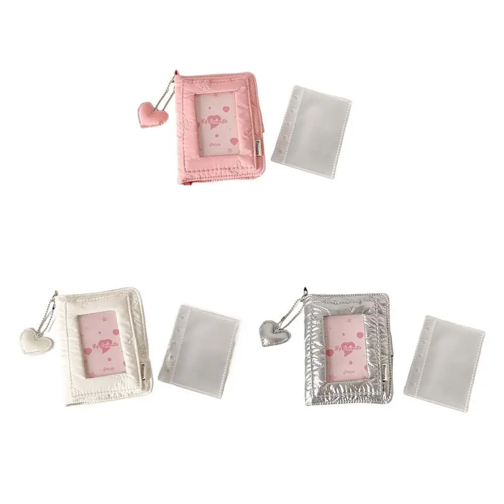 Loose-leaf Binder Korean Photocard Holder Hanging Decoration Korean Style Idol Card Display Protector With Heart Keychain