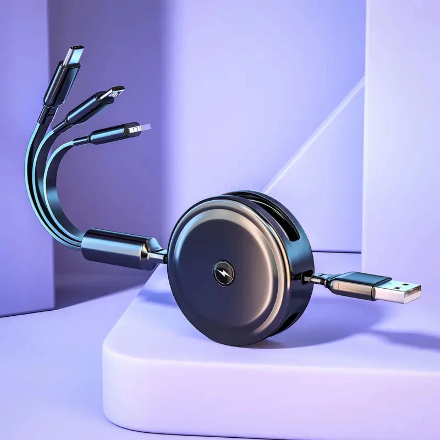 

Three In One Charging Cable Roll, 3 In 1 Retractable Cable, Multifunction Charging Cable, For Cell Phones, Tablets, And Most Dev