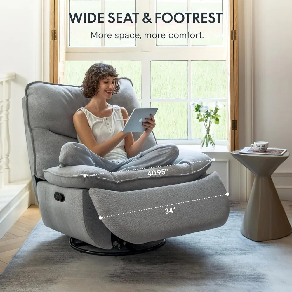 XRC7 Rotating Rocking Chair/Recliner, 360° Rotating Extra Large Armless Recliner, Customizable