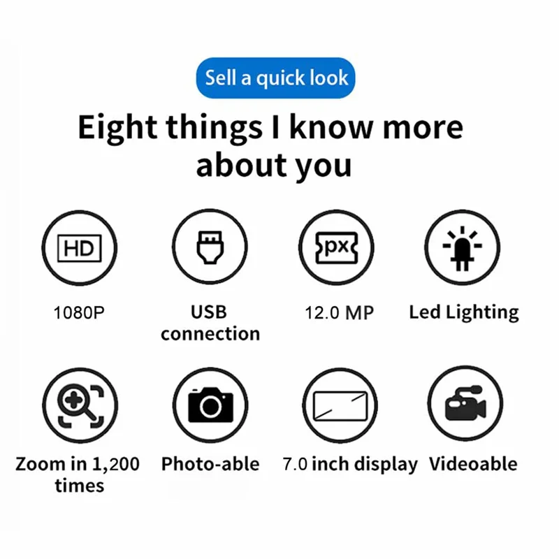 ABDE-مجهر رقمي LCD محمول مقاس 7 بوصات تكبير 1200X بدقة 12 ميجابكسل عالي الدقة لحام وفحص ثنائي الفينيل متعدد الكلور والتكبير المستمر