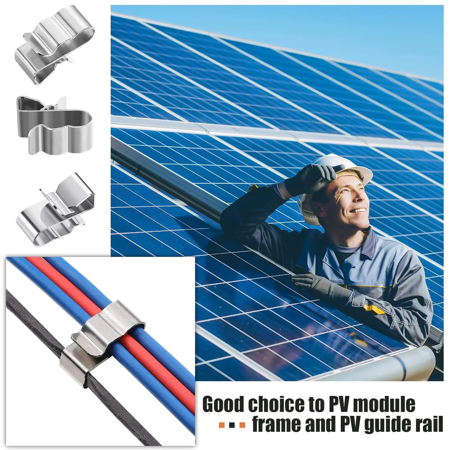 50Pcs Solar Panel Wire Clip For 2x6mm Stainless Steel Cable Trailer Photovoltaic Clamps Clip Organizer For PV Wiring Boat view 3