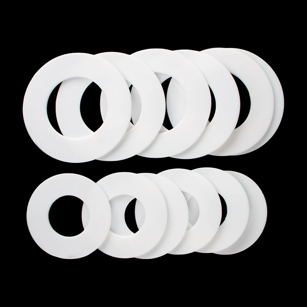 10pcs White PTFE Flat Washer Gasket Spacer Sealing O Ring For Pressure Gage 2mm Thick ID 6 8 10 11 12 14 15 16 18 19 20 22-100mm