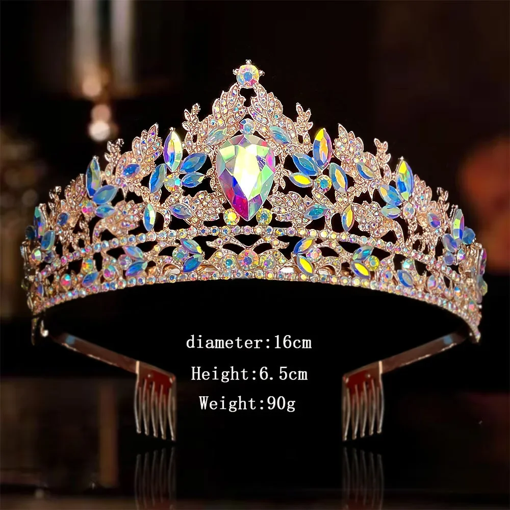 Baroque Purple AB Crystal Tiara Crown for Women Wedding Party Bridal Bride Crown Hair Dress Accessories Jewelry Gift
