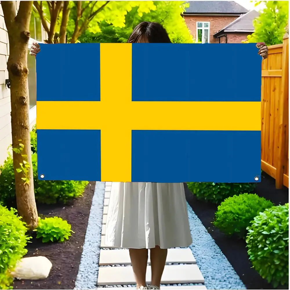 country national Flags of Sweden Flags Borderless four-ring ornament indoor outdoor decoration effortless to hang