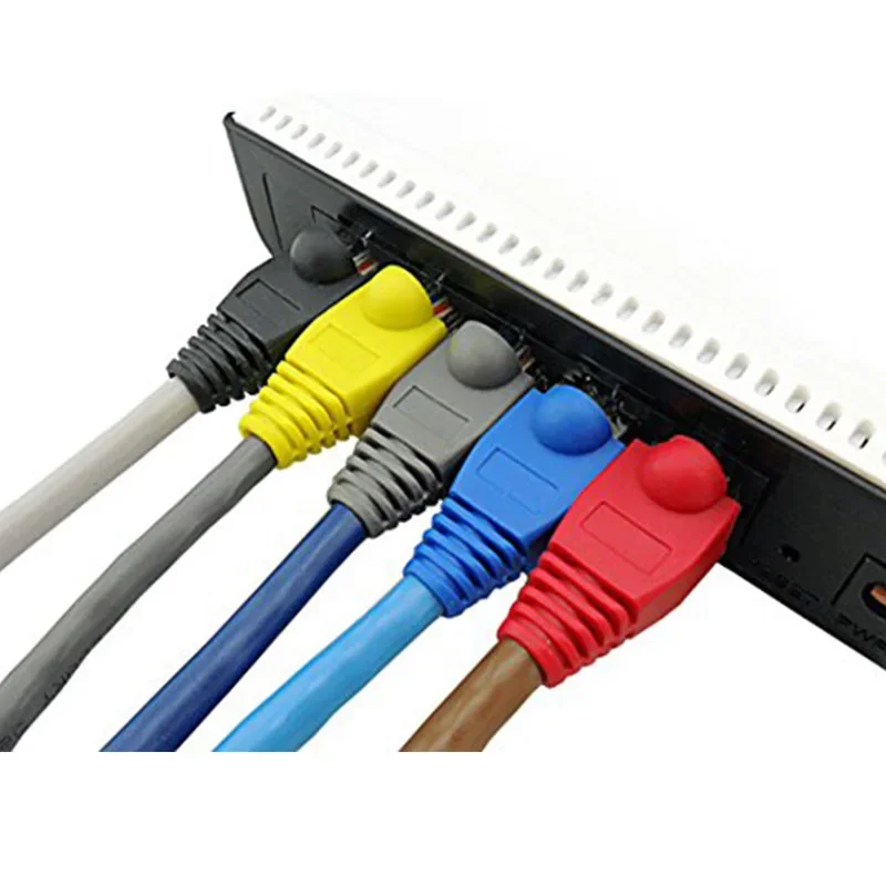 Hot Sell 100 Pcs Mixed Color CAT5E CAT6 RJ45 Ethernet Network Cable Strain Relief Boots Cable Connector Plug Cover