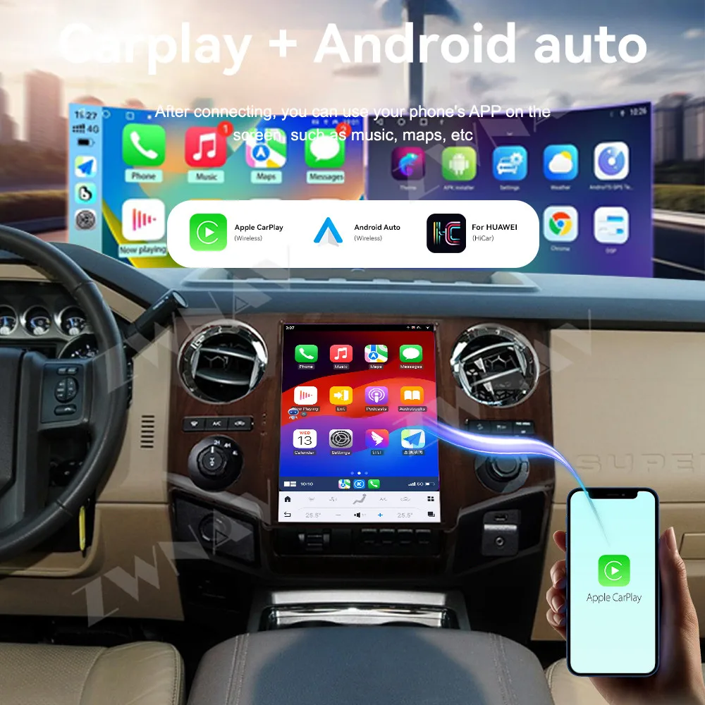 

12,1-дюймовый HD сенсорный экран для Ford 250 350 450 2009-2014 Android 14 GPS-навигация WIFI 4G Carplay Автомобильный мультимедийный плеер