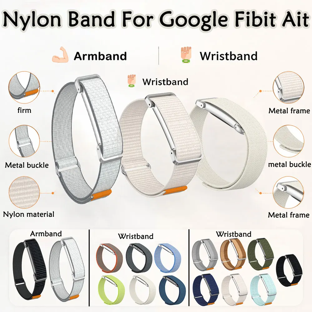 3PCS New Nylon Metal Frame Watch Band for Google Fitbit Air Wear Resistant Sport Replacement Watch Strap for Google Fitbit Air
