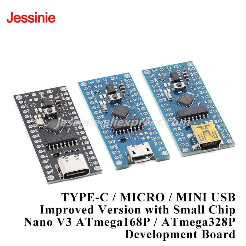 10pcs/1pc Nano V3 V3.0 Type-C Micro Mini USB ATmega168P ATmega328P MCU Core Development Board Improved Module for Arduino
