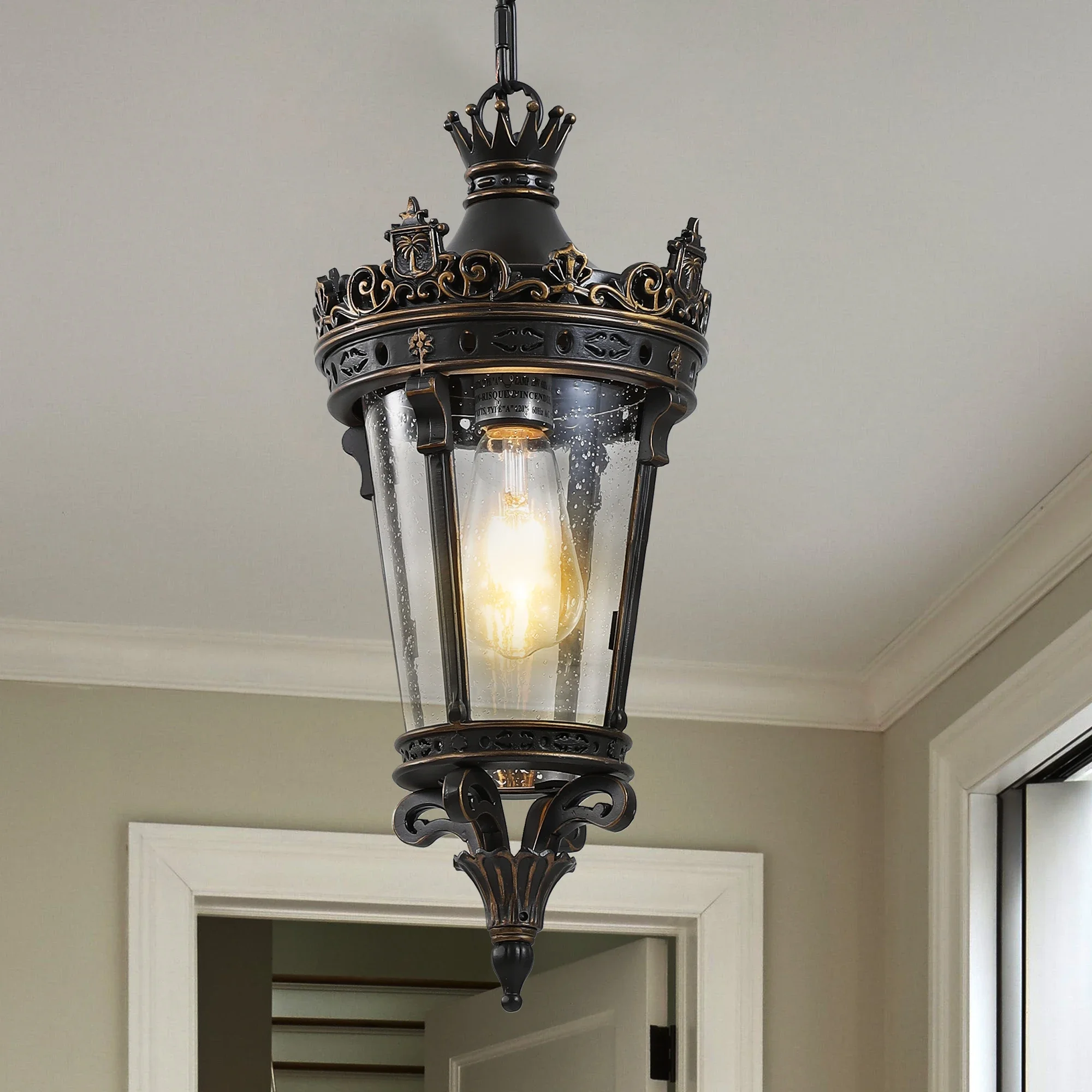 

Outdoor hanging light retro pendant transparent glass lighting