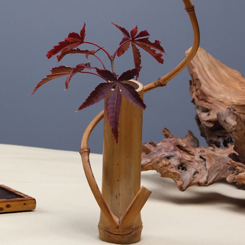Japanese Zen Dried Flower Ornament Bamboo Tube Branch Floral Shop Device Home Tea Room Decoration Flower Arrangement Garden Vase