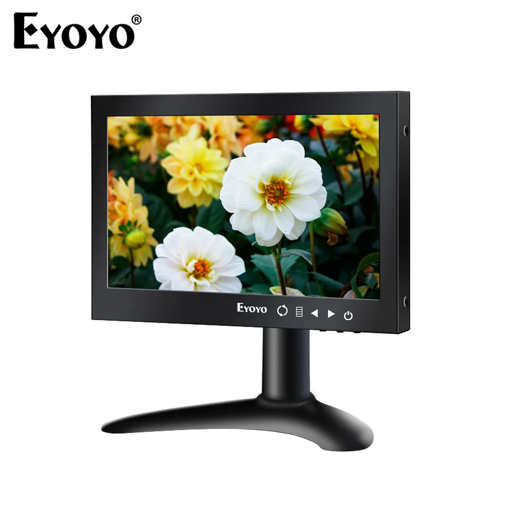 Eyoyo EM07A Small Desktop Monitor 7 Inch HD 1024x600 Resolution 16:9 TFT Screen LED Display With Speaker Support Remote Control