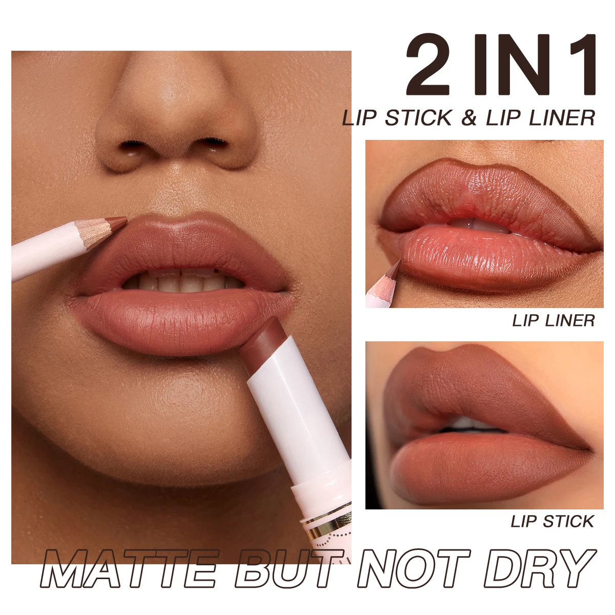 مجموعة أحمر الشفاه وبطانة الشفاه 2 في 1 من USHAS، أحمر شفاه بلون عاري غير لامع مكون من 18 لونًا، مرطبًا ويدوم طويلاً، مستحضرات تجميل مثالية للشفاه #4