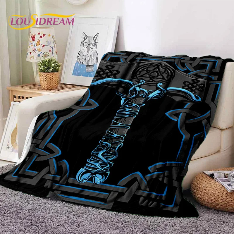 Nordic Viking Odin Valhalla Valknut Soft Blankets,Keep Warm Throw Blanket Comfortable Blanket for Picnic Beds Sofa Home Bedroom