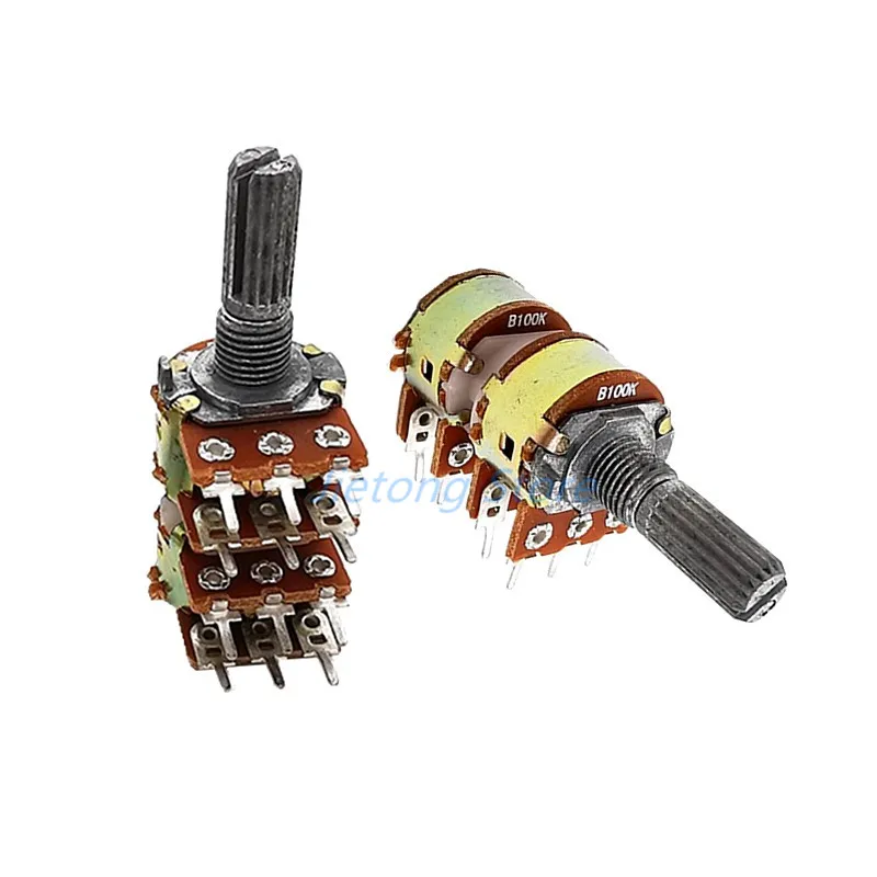 1pc potencjometr WH148 12 pinów B50KX4 B100KX4 Audio 4 kanały przełącznik głośności 20mm wałek śliwkowy