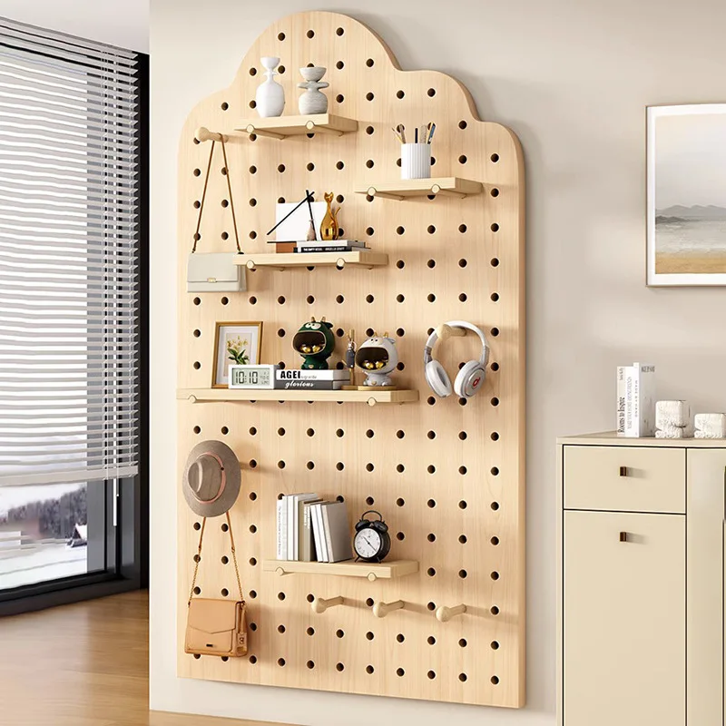

Solid wood hole board hanging board wall decorative baffle rack desk background wall ledge