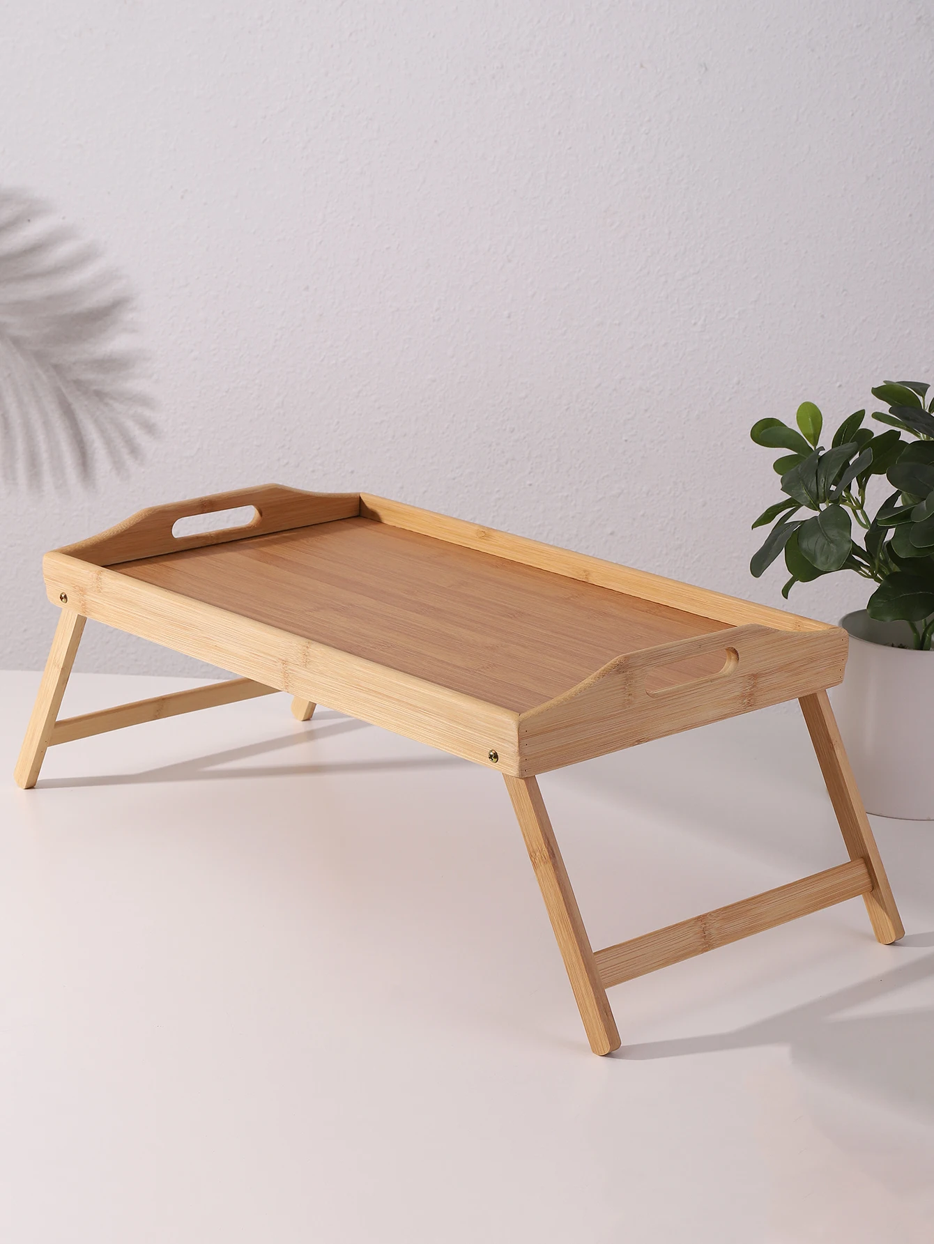 1pc Foldable Bed Tray Table for Eating Wood Breakfast Tray with Foldable Legs Versatile Design Small Dining Table for Bed